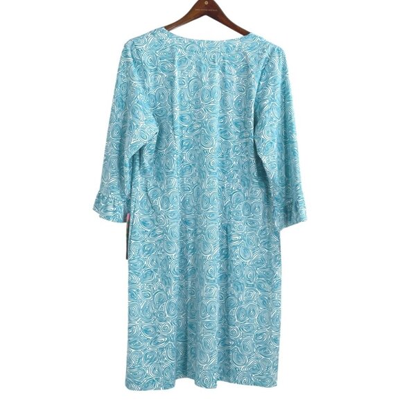 NWT Katherine Way Womens UPF 50+ Blue Swirl Dress 2XL Resort Golf Nautical - Picture 2 of 8